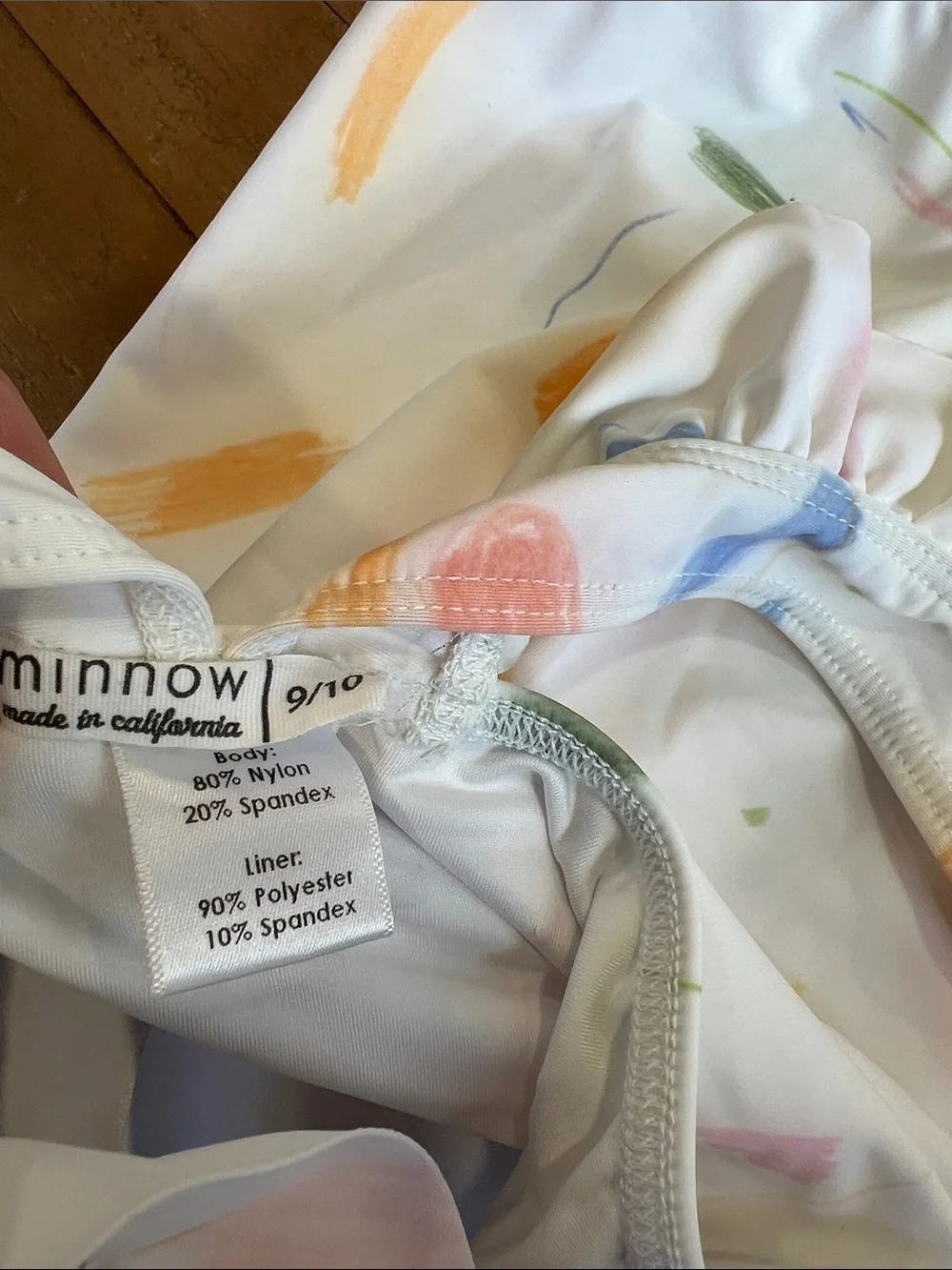 Minnow one piece ruffled swimsuit scribble print 9-10 years nwot